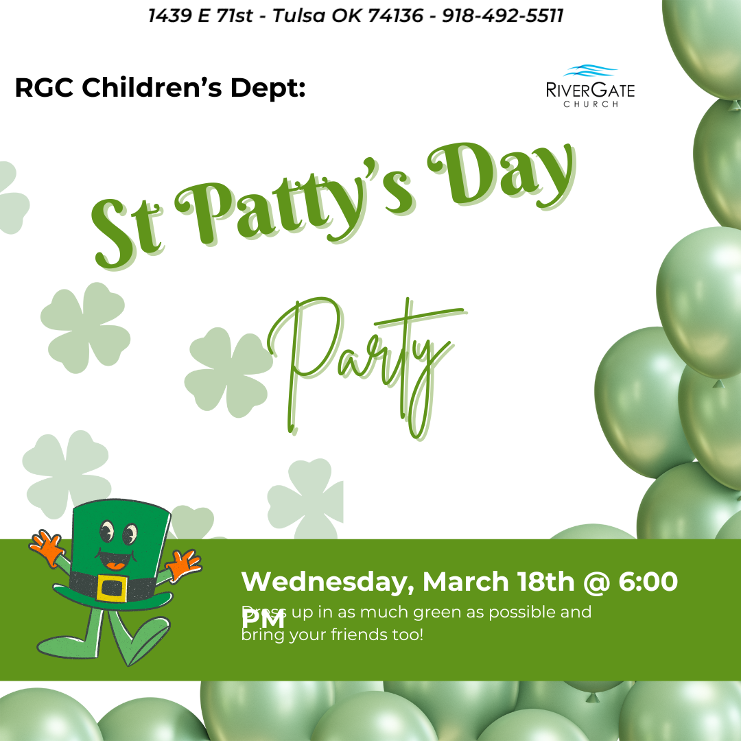 Featured image for “RGC Children’s Dept: St. Patty’s Day Party! Wednesday, March 18th, 2026 – 7pm”